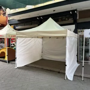 300 X 300 Gazebo Çardak 3 Tarafı Kapalı Krem